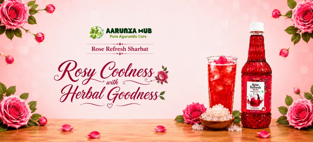Aarunya Hub Rose Refresh Sharbat – refreshing rose drink for cooling hydration