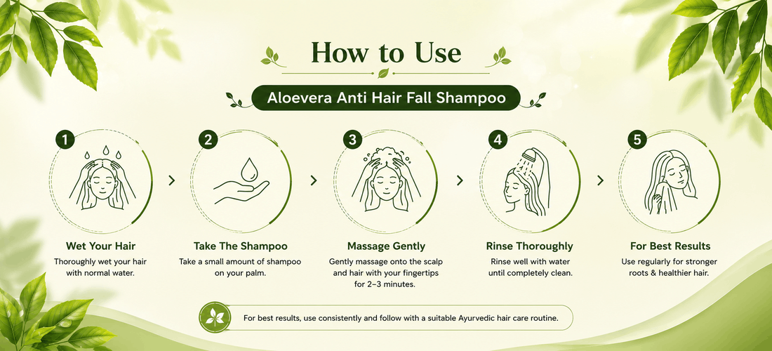 How to apply Aloe Vera Anti Hair Fall Shampoo to hair and scalp