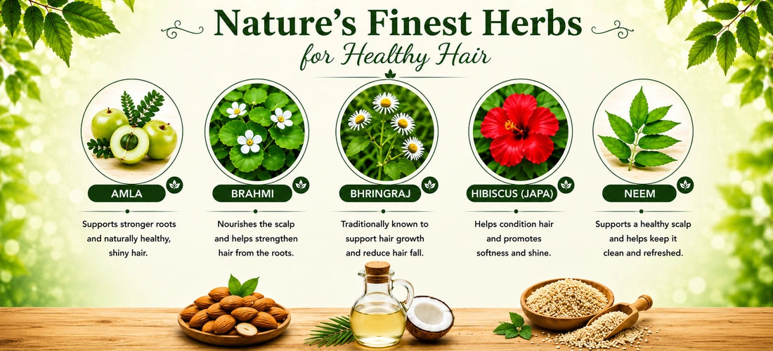 Amla Hair Oil with Amla, Brahmi, Bhringraj, Hibiscus and Neem ingredients