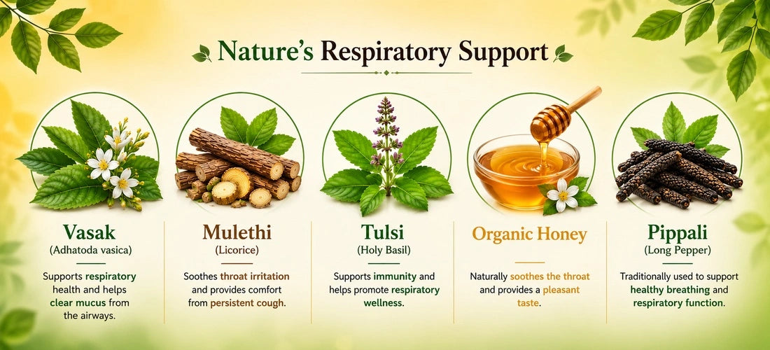 Franklor Honey Cough Syrup with Vasak, Mulethi, Tulsi, Pippali and organic honey