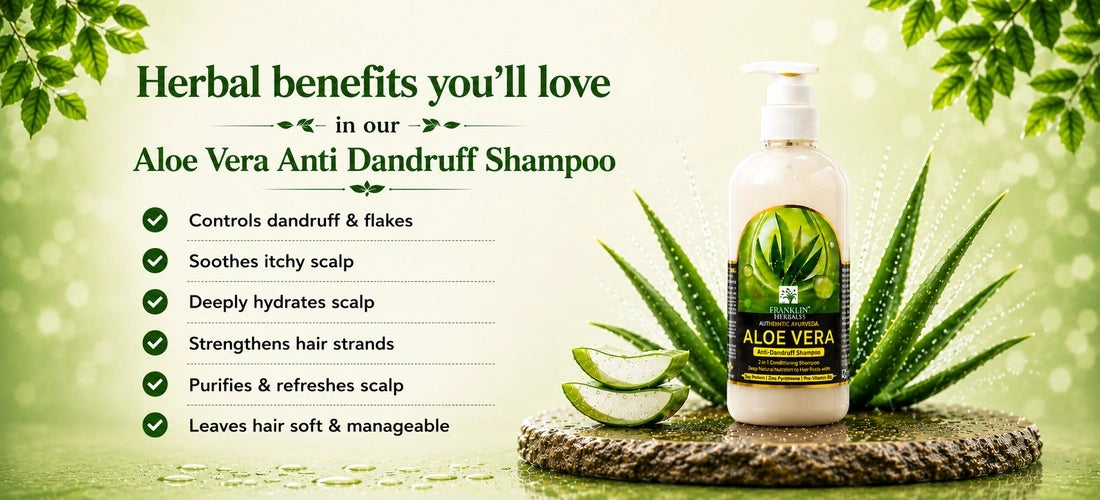 Herbal benefits of Aloe Vera Anti Dandruff Shampoo for scalp and hair care