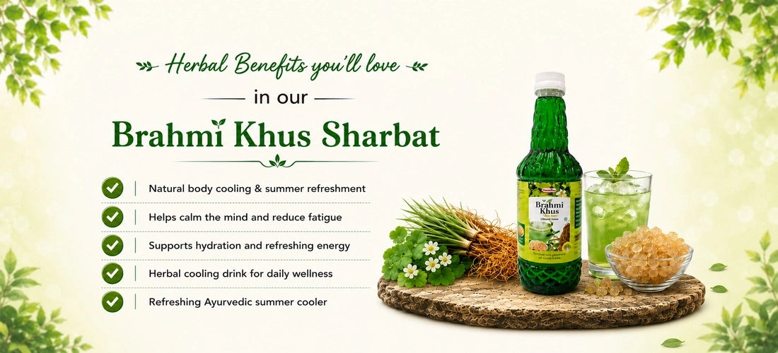 Herbal benefits of Brahmi Khus Sharbat for hydration and refreshing comfort