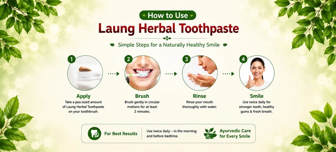 How to use Laung Herbal Toothpaste for clean teeth and fresh breath