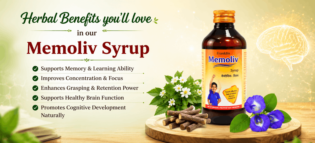 Herbal benefits of Memoliv Syrup for memory, concentration and cognitive wellness