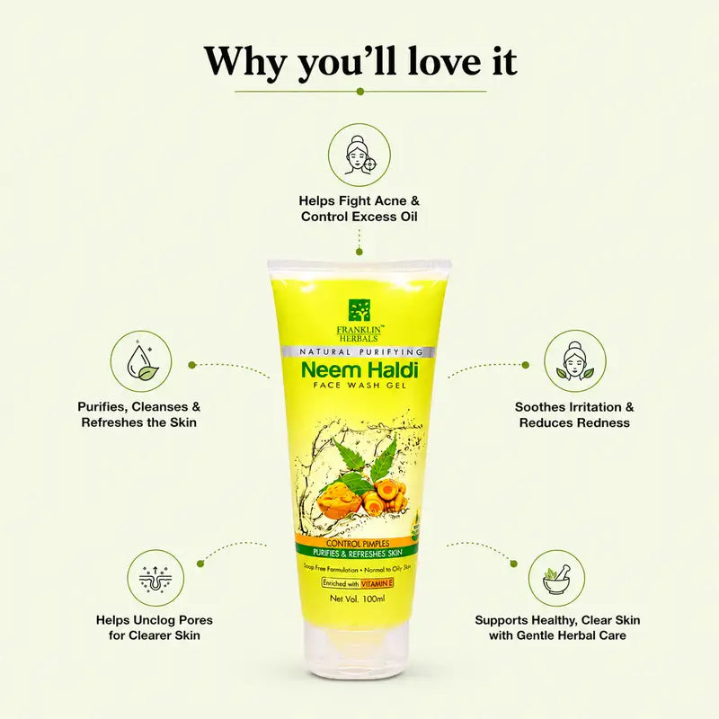 Benefits of Neem Haldi Face Wash Gel for cure of oily and acne prone skin