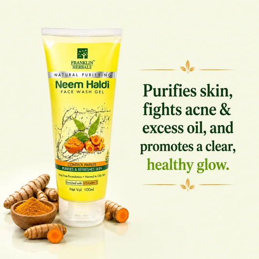 Neem Haldi Face Wash Gel helps purify skin, fight acne and excess oil, and cleanse.