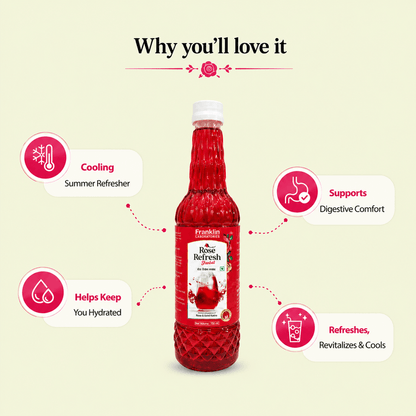 Benefits of Rose Refresh Sharbat for cooling hydration and refreshment