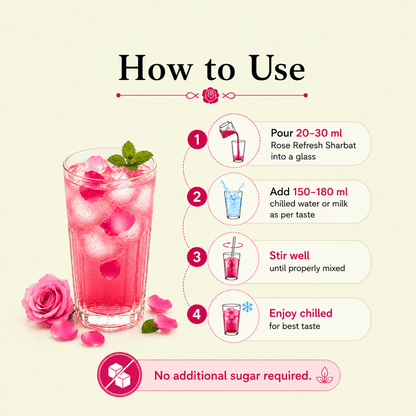 How to prepare Rose Refresh Sharbat for a refreshing herbal drink